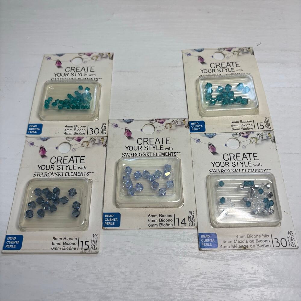 Swarovski Blue Zircon Denim Blue Crystal Bicone Bead Lot